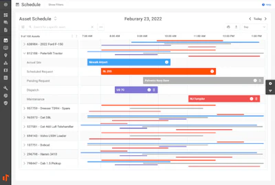 Schedule allows for visibility of resources across divisions and job sites in a single combined calendar/Gantt chart view for equipment and labor planning and forecasting.