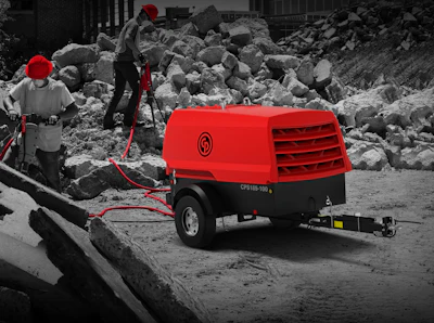 Powered with a liquid-cooled, three-cylinder Kohler diesel engine, the CPS 185 air compressor supports pneumatic handheld tools for demolition, construction or on-site maintenance.