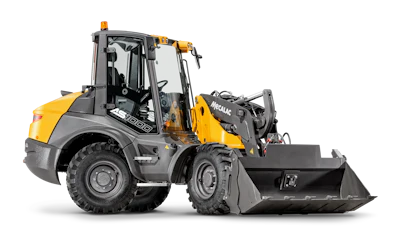 Mecalac’s swing loaders feature a rigid chassis and three steering modes – 2-wheel, 4-wheel and 4-wheel crab – that allow for tight turns.
