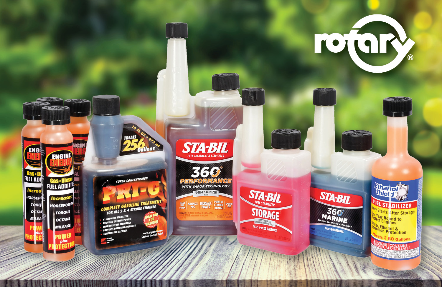 A complete line of products is featured in Rotary’s 2023 master parts catalog including STA-BIL, Ethanol Shield, PRI-G, Sea Foam, B3C, Helix and pre-mixed VP Fuels.