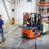 The updated 3-wheel electric forklift is equipped with new features, including ergonomics, operator assist, as well as onboard programming and diagnostics.