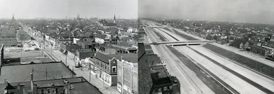 Before and after the construction of I-375