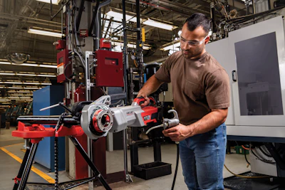 The 760 FXP Power Drive is capable of working with 0.125-in. to 2-in. pipes and can be used for multiple new construction and repair applications on mechanical, electrical, plumbing, HVAC and oil and gas projects.