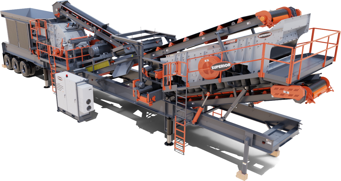 The portable plant can process recycled concrete, reclaimed asphalt and pit run materials into valuable salable products.
