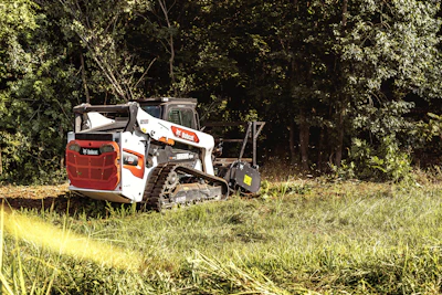 The Bobcat T86 edition compact track loader excels on grassy sites and features premium comfort and performance features.
