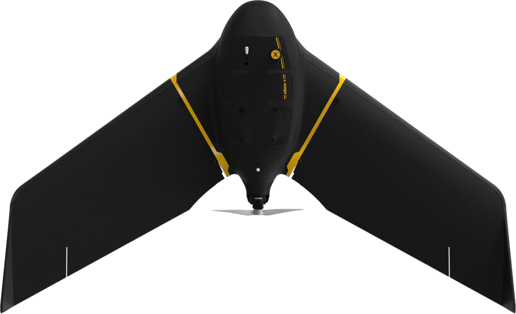Offering up to 90 minutes of flight time, the eBee X fixed-wing drone features hand-launch capabilities and automated flight features.