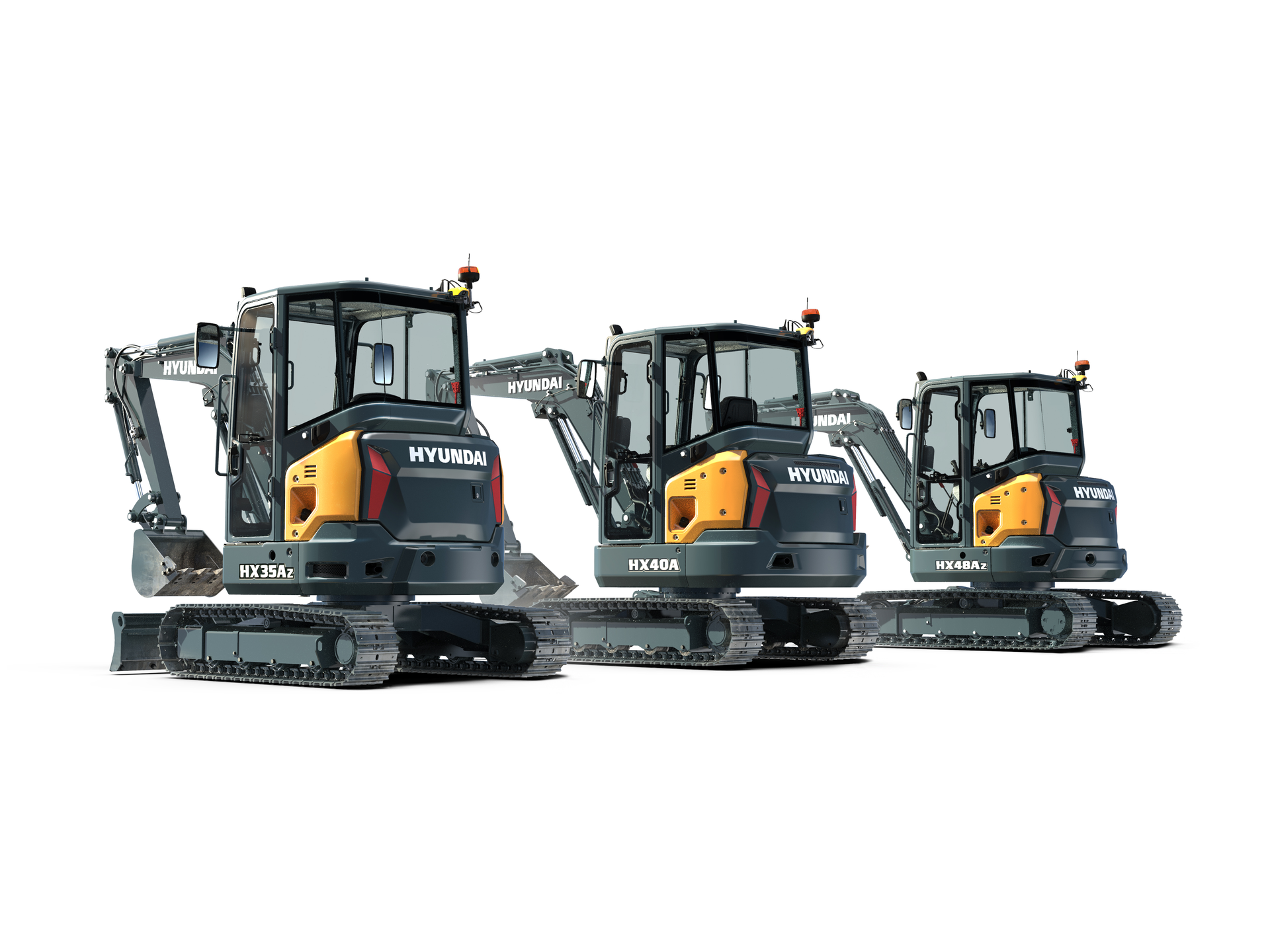 Equipped with Tier 4 Final compliant engines, all three new HX-A series compact excavators will be offered in both canopy or cabin versions along with the choice of standard or four-way dozer blade.