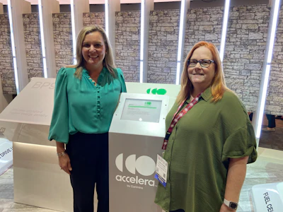 Amy Davis, president Accelera by Cummins, and Lori Ditoro following an exclusive interview during CONEXPO-CON/AGG.