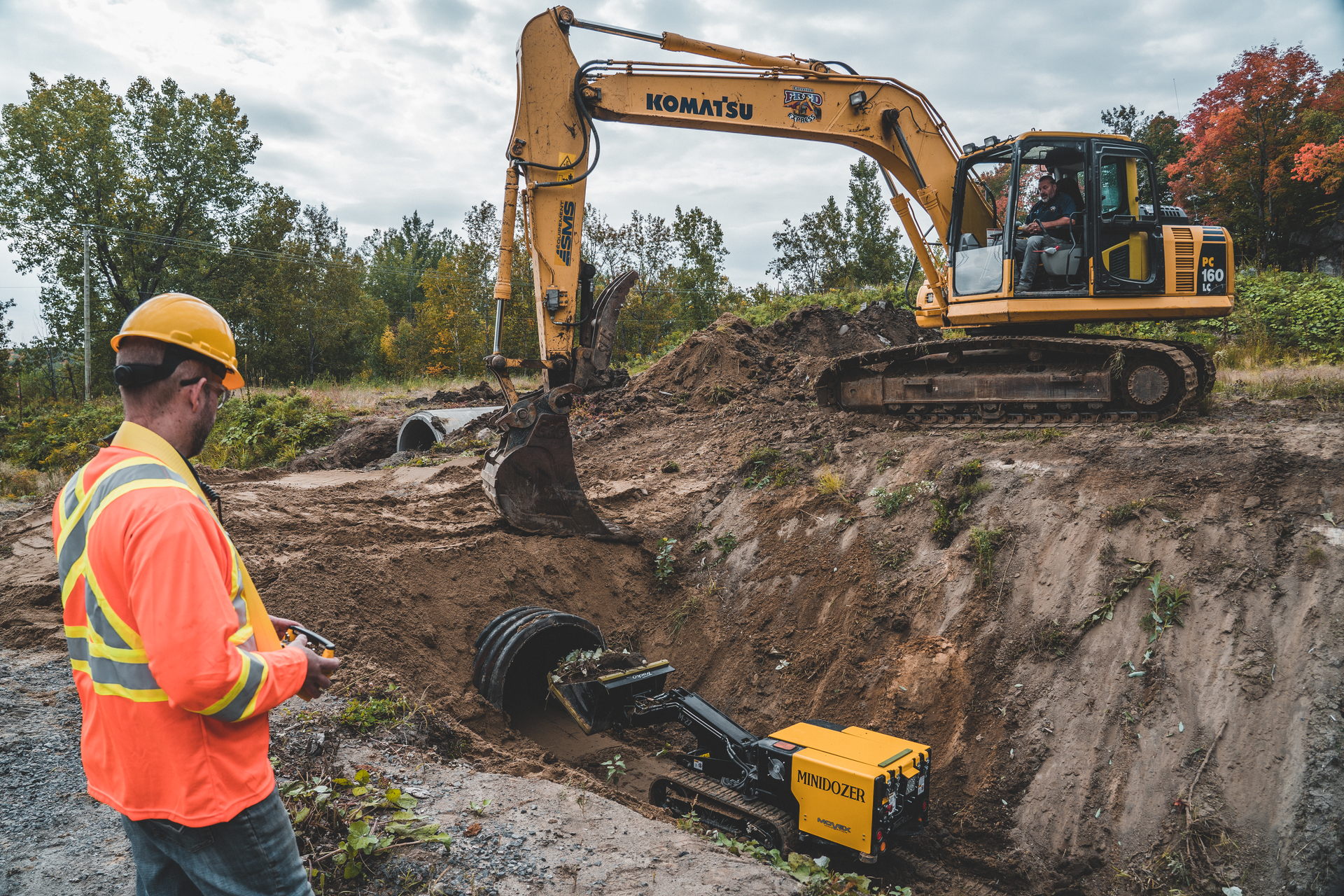 Equipped with an external charger, the mini dozer has a runtime of nearly 10 hours and offers up to 1,170 lbs. of lifting capacity.