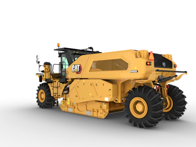 Hydraulically sliding side-to-side, the cab is easily positioned to enhance visibility to the front and sides of the machine.