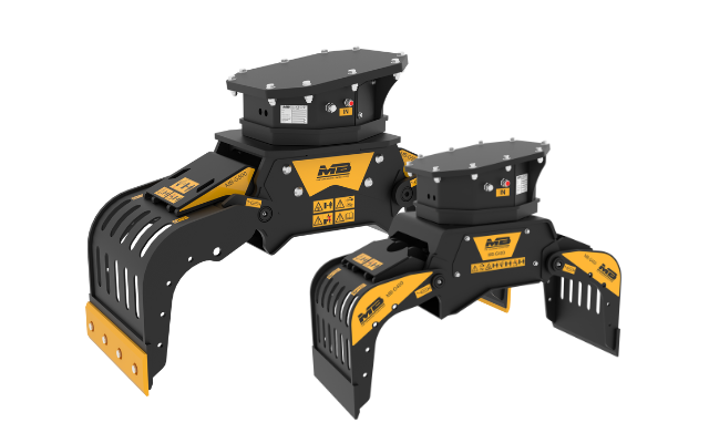 These new sorting grapples have a wide claw opening, allowing them to move and handle large materials.