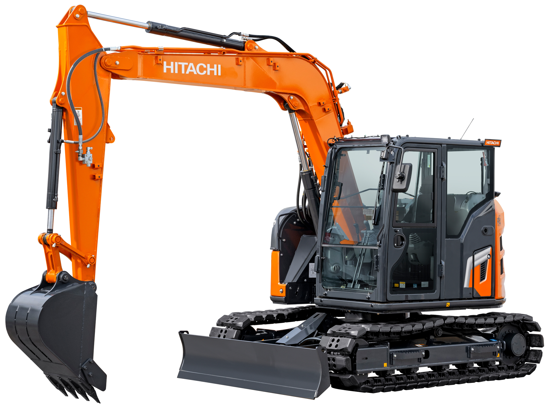 An ultra-short-tail swing radius on the ZX75US-7 allows access to confined spaces while an ultra-short-tail swing radius with swing boom model ZX85USB-7 digs next to walls and guard rails.