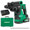 The rotary hammer features User Vibration Protection (UVP), auto stop for preset drilling, LED level with built-in sensor for straight drilling and Reactive Force Control.