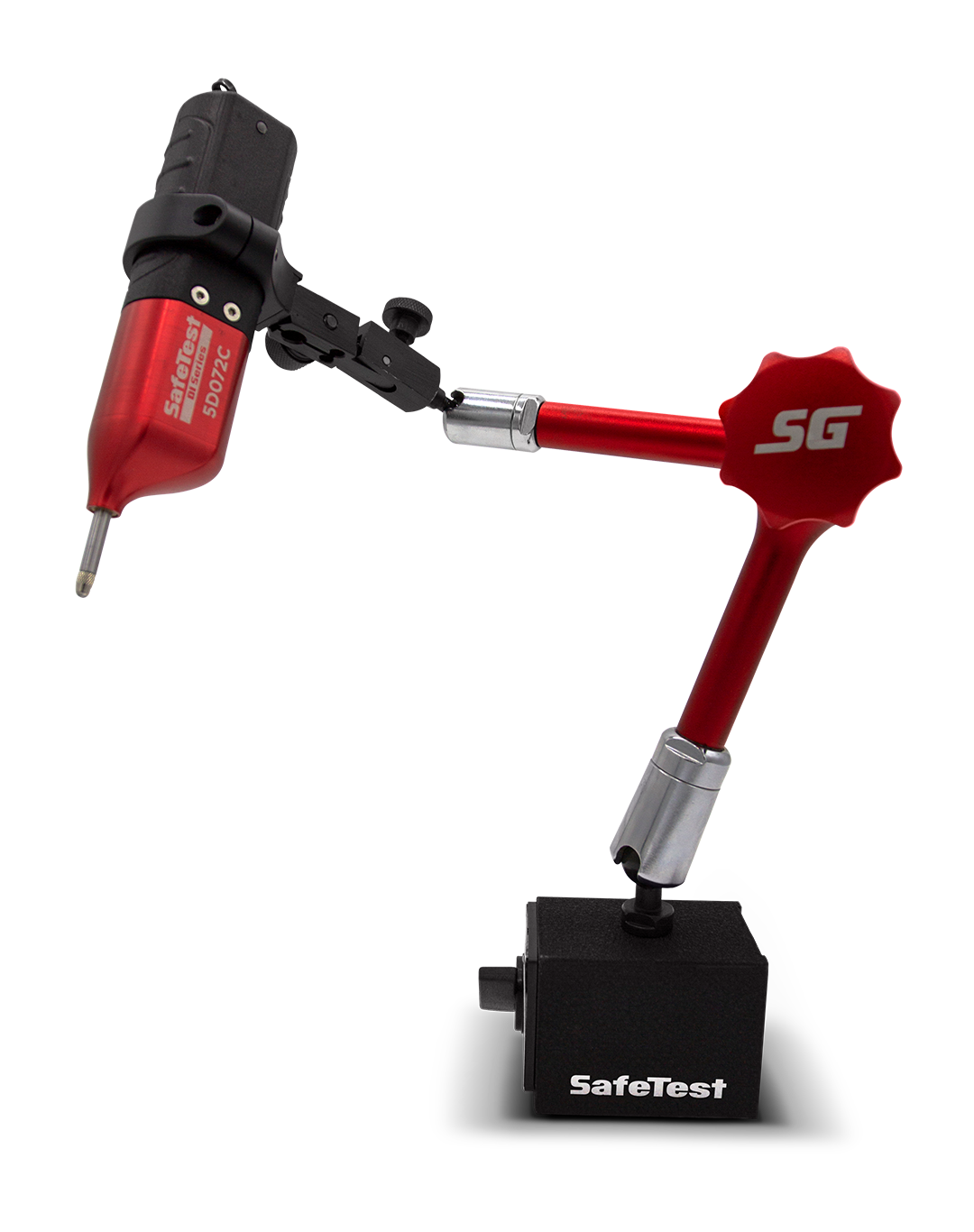 The SafeTest Dial Indicator Series is packaged in a rugged hard shell carry case, with built-in charging harness.