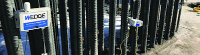A network of remote monitoring sensors installed around the jobsite record conditions like temperature, humidity, concrete maturity, and ground thaw. All data is compiled in an app so contractors can make better decisions.