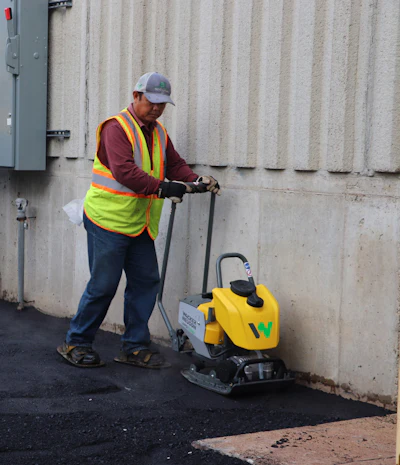 Wacker Neuson's APS series of single-direction, battery-powered plate compactors are available in various plate widths, ranging from 13.8 to 19.7 inches.