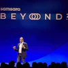 Samsara CEO Sanjit Biswas delivers a keynote at Samsara Beyond 2023 in Austin, Texas.