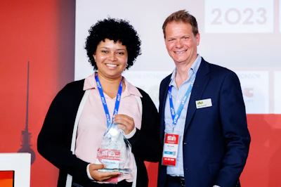 Anna Sara Costa Morais (left) wins IPAF Instructor of the Year 2023 IAPAs Berlin, Germany