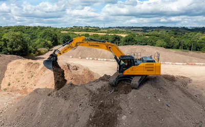 Powered by a six-cylinder, EPA Tier 4 Final L9 Cummins engine, the crawler excavator features three power modes and a maximum digging depth of 24 ft., 1 in.