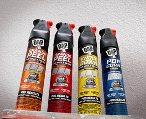 The new spray texture line consists of 2-in-1 Wall and Ceiling for Orange Peel, Knockdown and Popcorn textures.