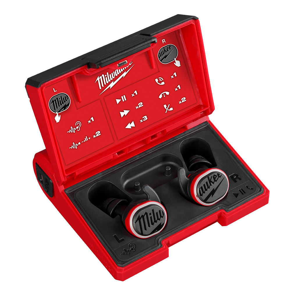 Designed for on-the-job use, these Bluetooth earbuds provide passive hearing protection, delivering Noise Reduction Rating (NRR) tips, available in foam (25 NRR) or silicone (22 NRR).