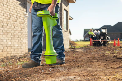 An operator is photographed while using Ditch Witch's Subsite Marksman HDD guidance system on a jobsite.
