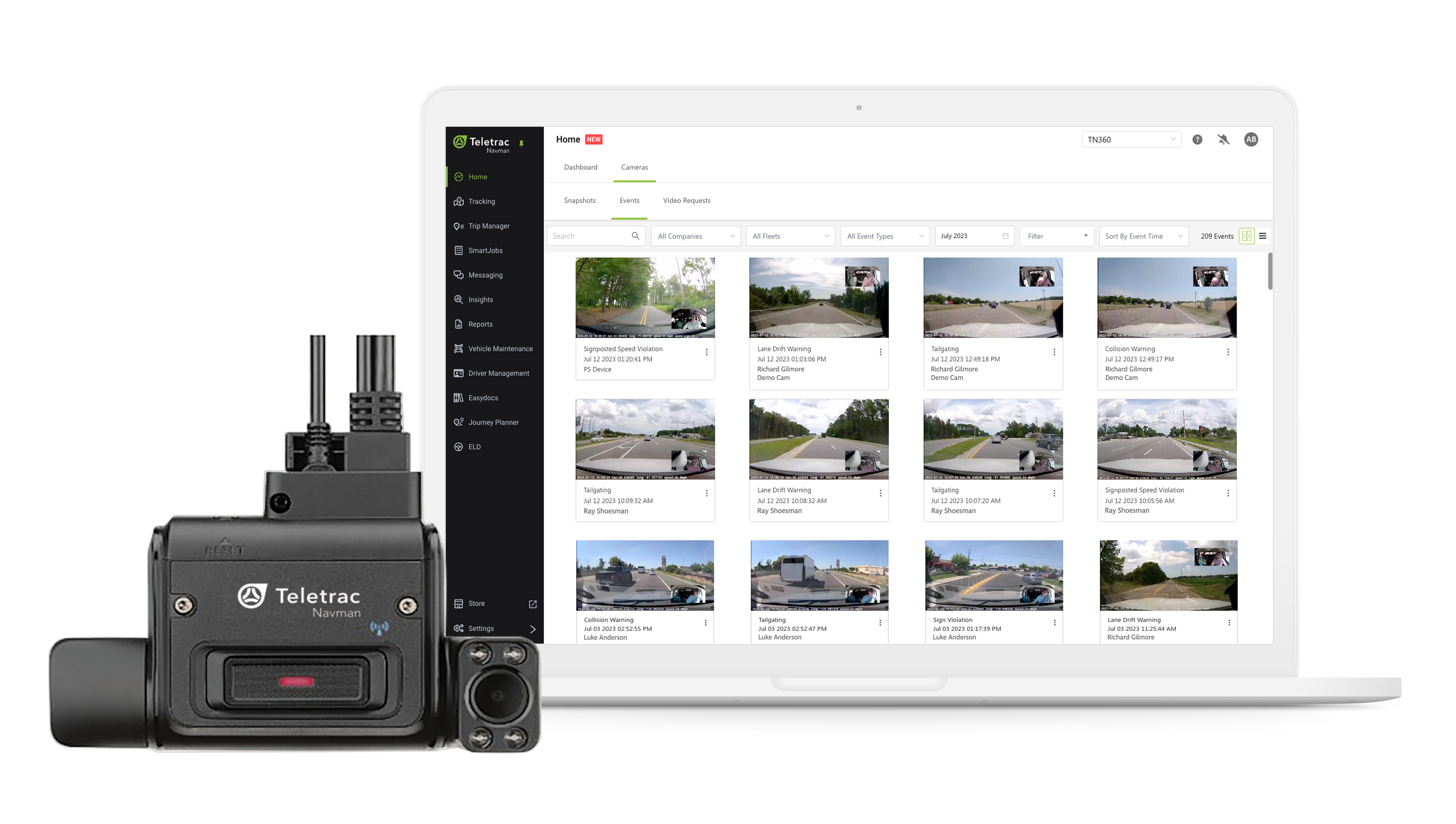 The AI-powered, dual-camera dash cam is integrated with Teletrac Navman’s TN360 fleet management software to give fleet owners a unified view of their video and telematics data.