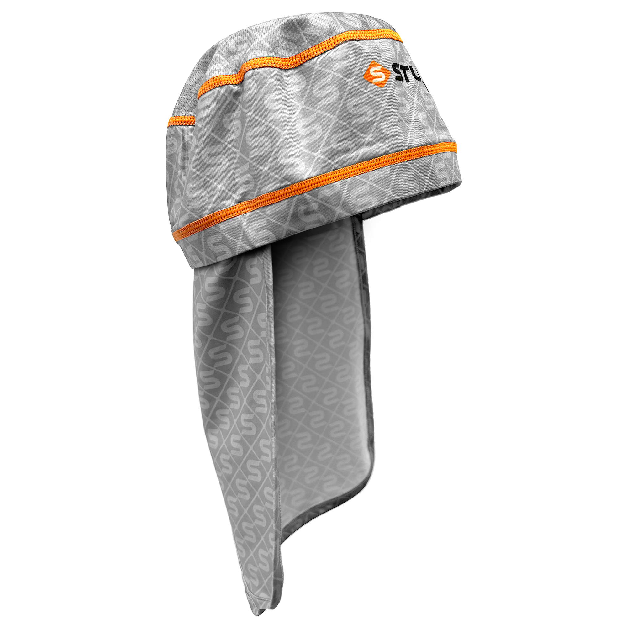 The machine-washable helmet liner with attached nape cover and cooling towel feature chemical-free cooling technology with UPF-50 sun protection.