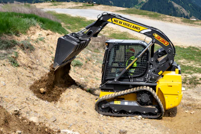 Equipped with a 66-in. working width and a 67-hp engine, the C330 vertical lift compact track loader features heavy load-carrying capacity to handle the transportation of substantial materials such as rocks, stone and timber.
