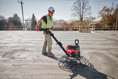 A battery-powered trowel produces zero emissions, reducing the risk of CO exposure and keeps the project progressing without the need to set up a ventilation system.
