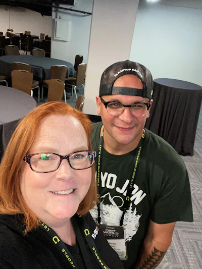 At a networking event, Lori Ditoro met Blacktop Banter host Marvin Joles.