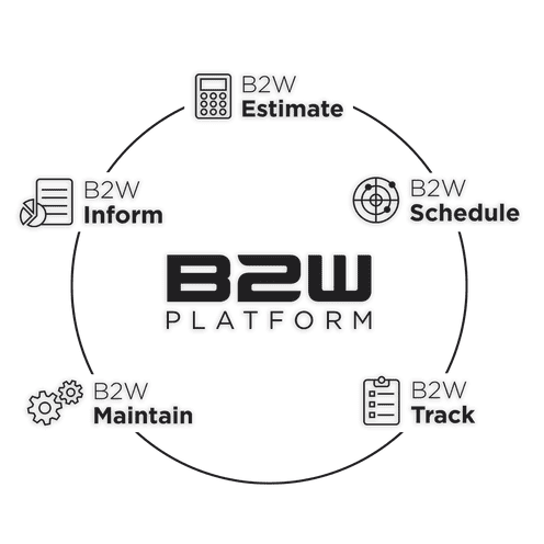 The B2W Platform connects construction workflows in the office, field, and shop.