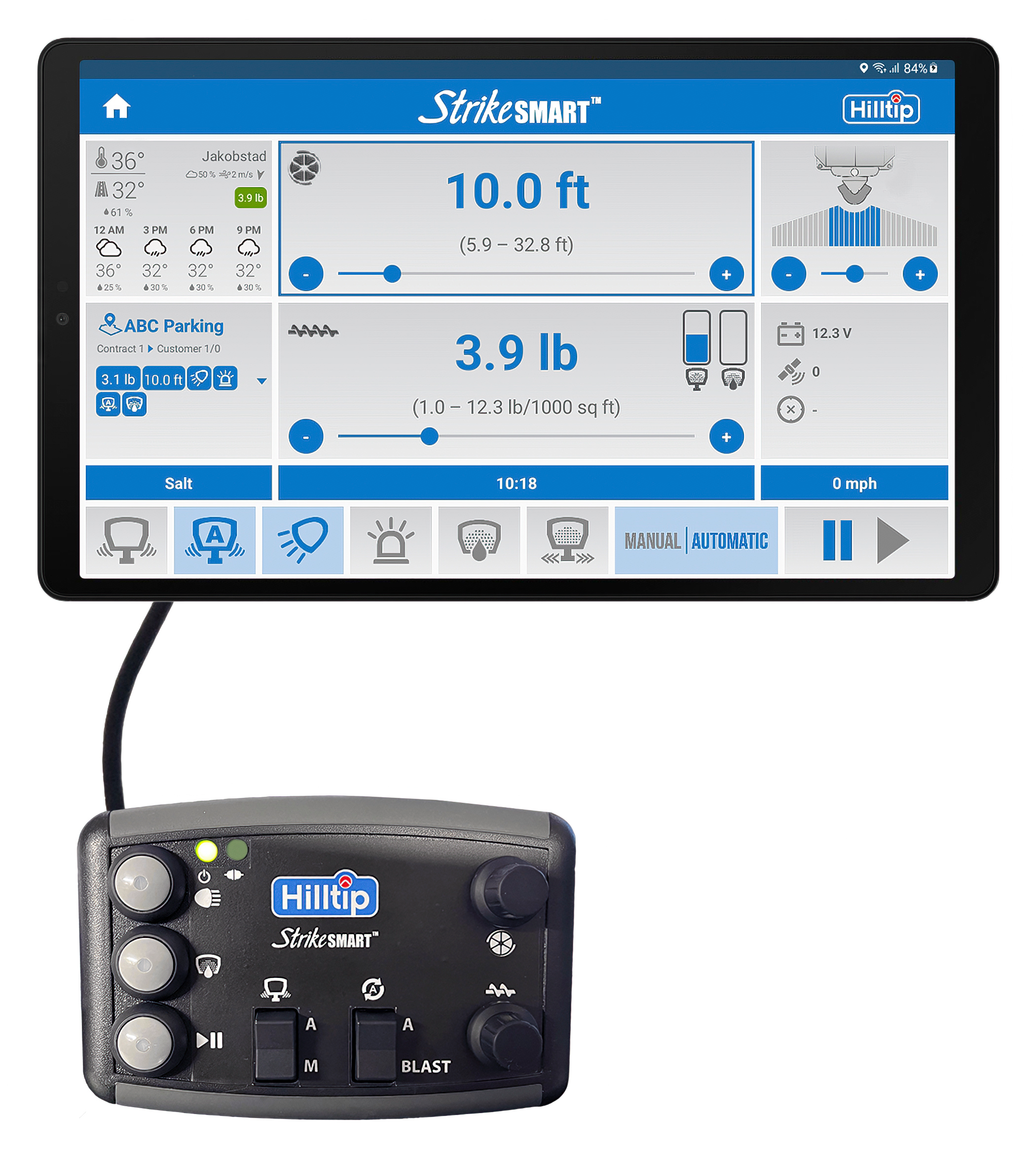 The StrikeSmart PLUS controller works in conjunction with Hilltip’s TempStriker sensor, which continually monitors variables like temperature, humidity and surface conditions.