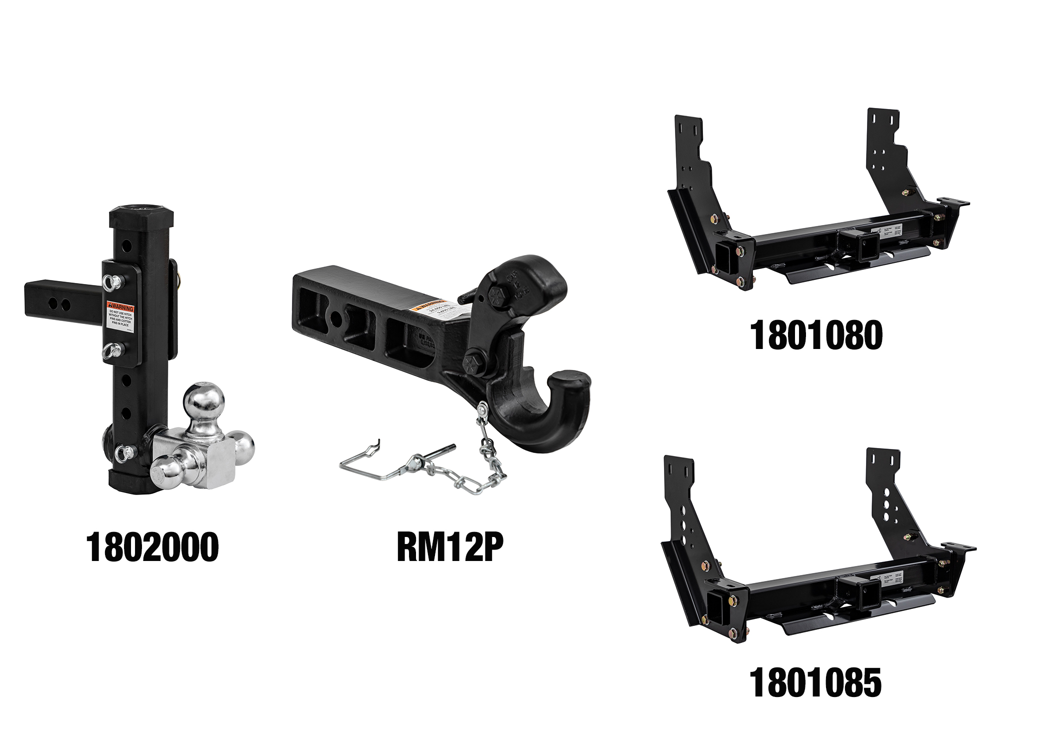 The products include an Adjustable Tri-Ball Hitch for 2-in. Hitch Receivers, a 12-ton Receiver Mount Pintle Hook and a pair of Class 5 Service Body Hitch Receivers.