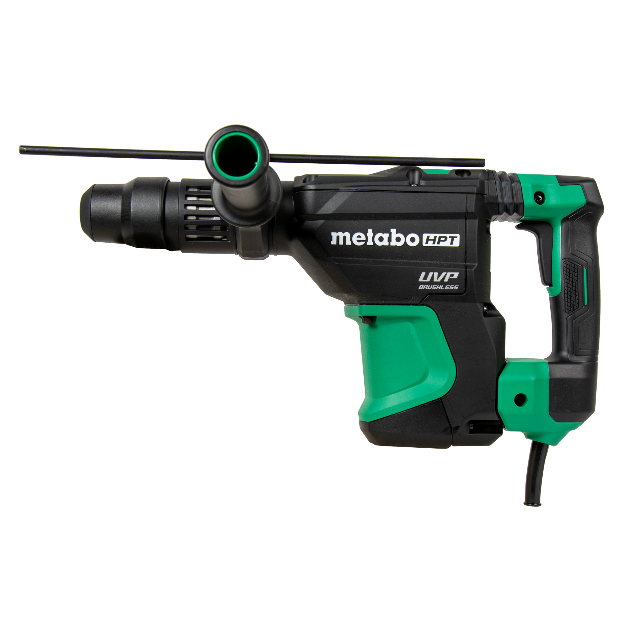The rotary hammer is equipped with continuous run mode, enabling the user to keep the tool running with the flip of a switch.