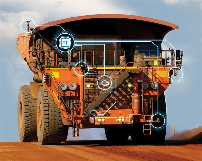 An illustration of ASI Mining’s solutions on a mine truck.
