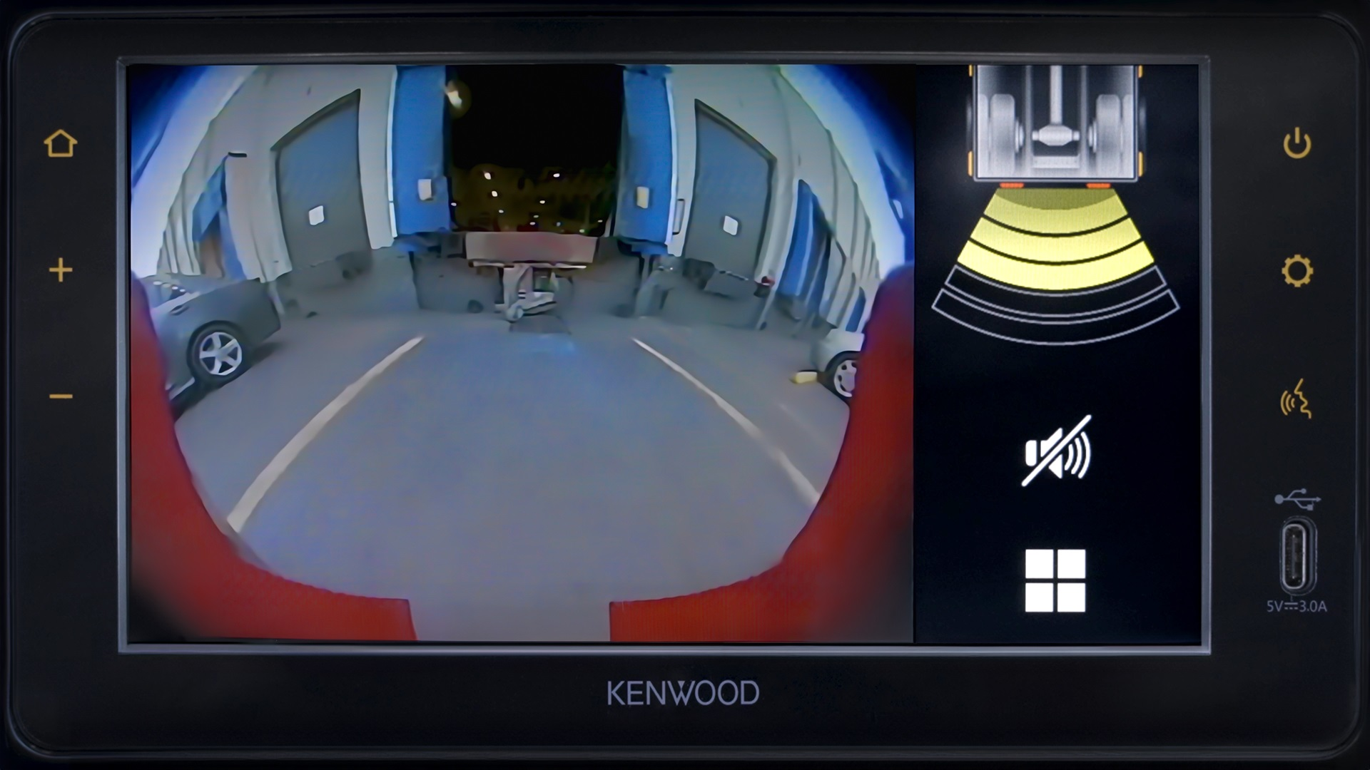 The Backup Alert System includes a touchscreen display, backup camera and a reverse proximity sensor.