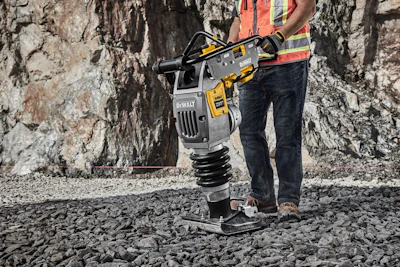 The POWERSHIFT Rammer features 2,660 ft. lbs. of impact force with antivibration insulators and mounted controls on the two-position handle.