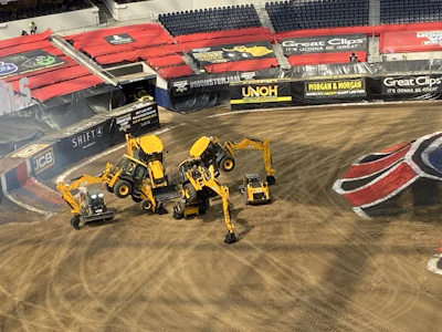 The JCB Dancing Diggers performed during the Monster Jam Finals.