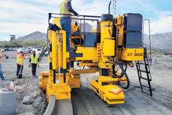 Sonic sensors are used on GOMACO texture/cure machines to eliminate the need for stringline on slipform paving projects.
