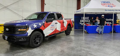 Throughout the tour, AEM is giving away coolers and other swag and is offering participants a chance to win a Ford F-150. The truck was on site at Weiler on Monday.