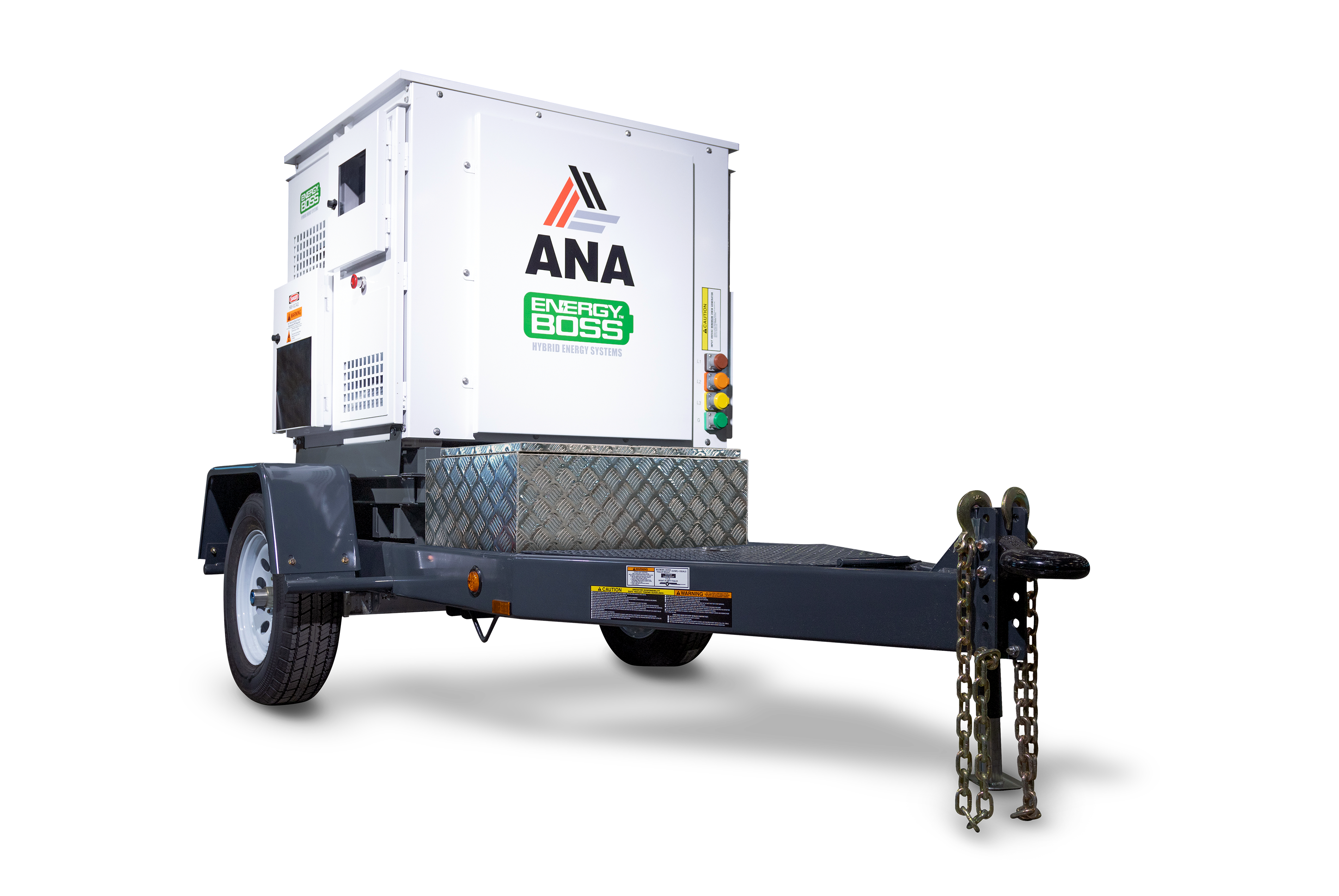 This towable generator is equipped with an Isuzu diesel engine and 25 kWh LTO battery, delivering 70 KVA peak/45 KVA prime power during use.