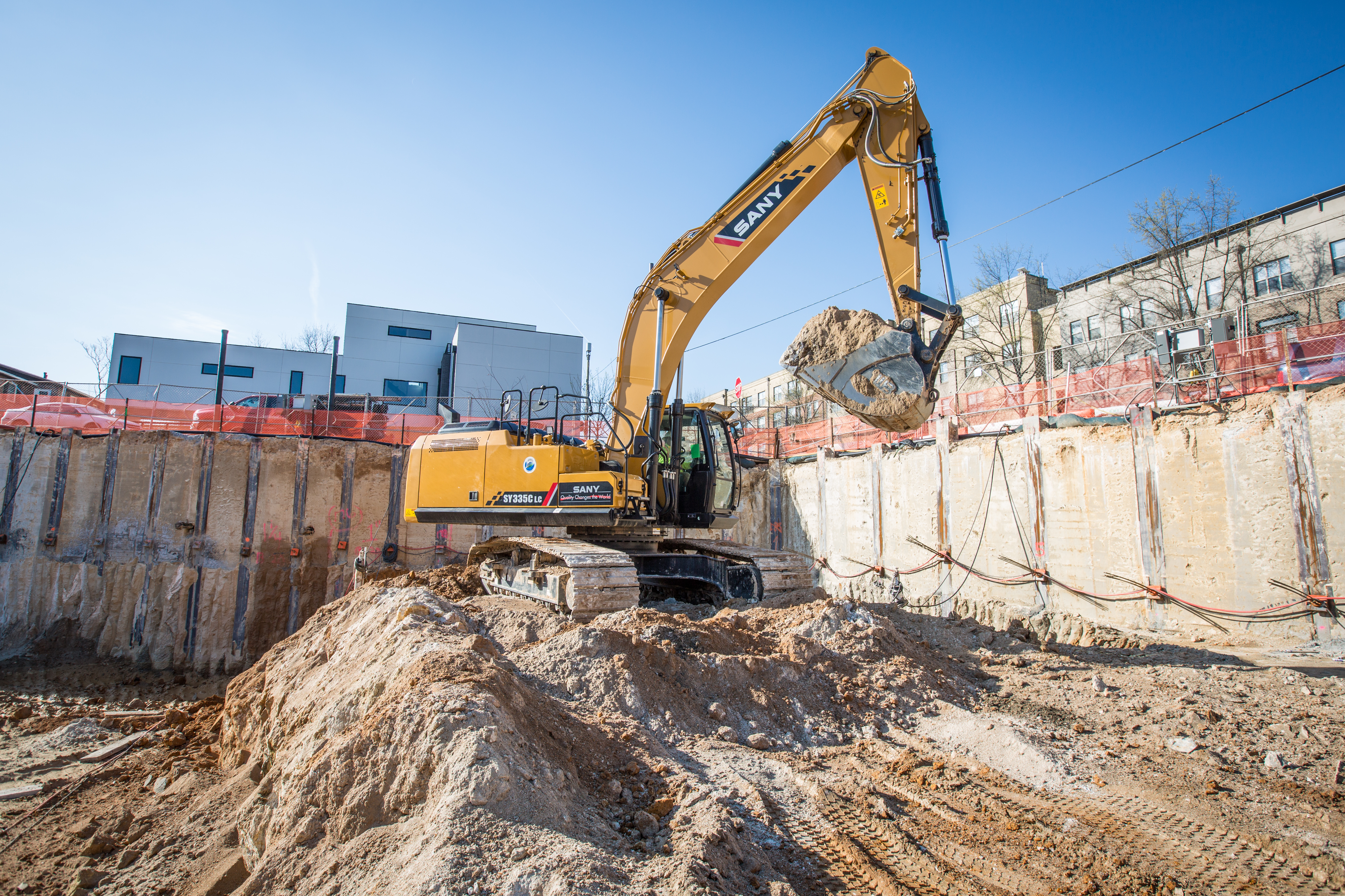 The SY335C LC is powered by a 280.3-hp Cummins L9 engine and is capable of digging up to 22 ft., 4 in. deep.