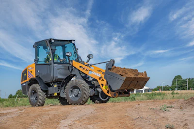 The CL36EV can be matched with a full range of attachments and features a hinge-pin height of over 10 ft.
