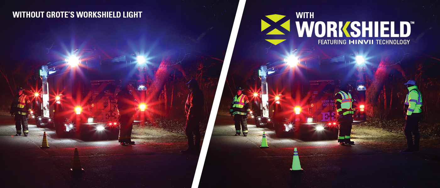 Powered by HINVII technology, WorkShield lamps use minimally visible, low-wavelength light to illuminate high-visibility material.