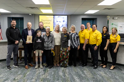 The ceremony brought together descendants of DeWalt and DEWALT representatives.