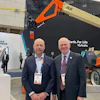 At CES 2025, Oshkosh CEO John Pfeifer (at left) and Rep. John Rose (Tenn. 6th Congressional District, at right). Tennessee is home of key growth manufacturing facilities for Oshkosh.