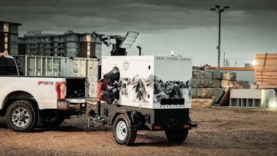 The BASECAMP green-certified Heater, Light Tower and Generator delivers efficiency as a flameless heater, provides a 360-degree LED lighting package and 27 kW of available power.