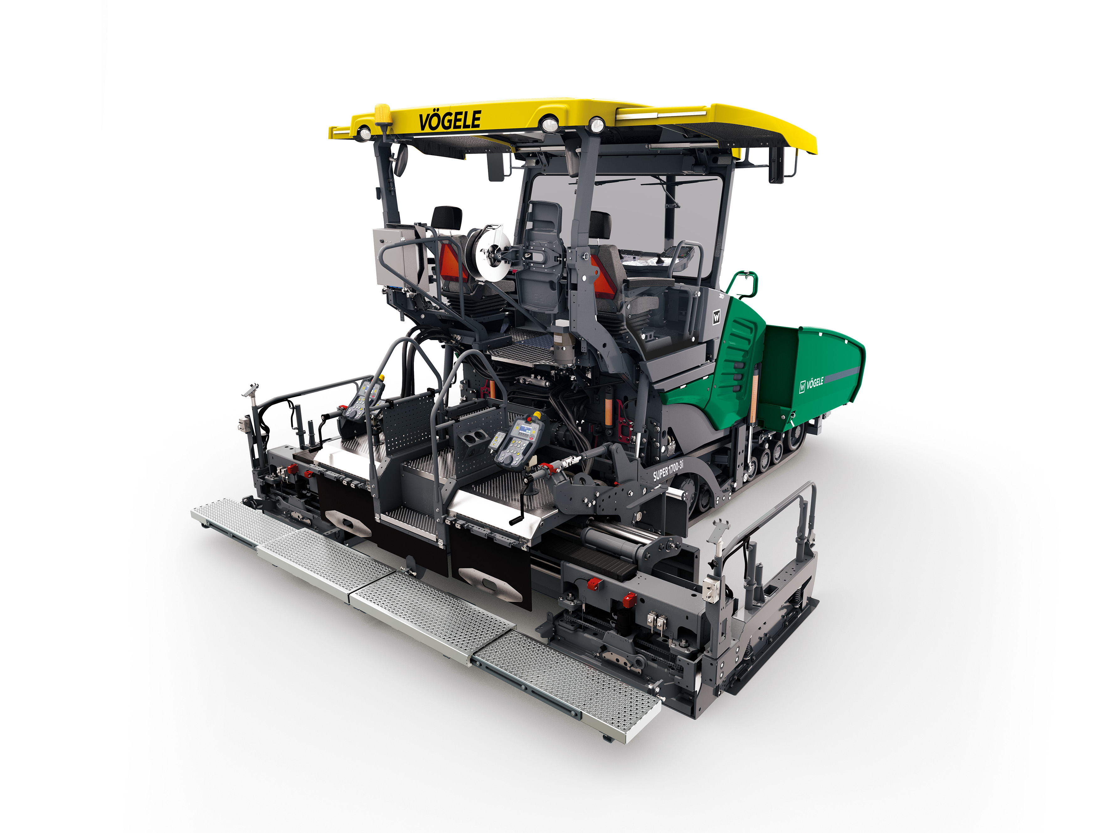 The height of the VR 500's end gates can be conveniently adjusted hydraulically at the touch of a button.