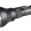 Streamlight tactical flashlight with large reflective lens and textured black metal body